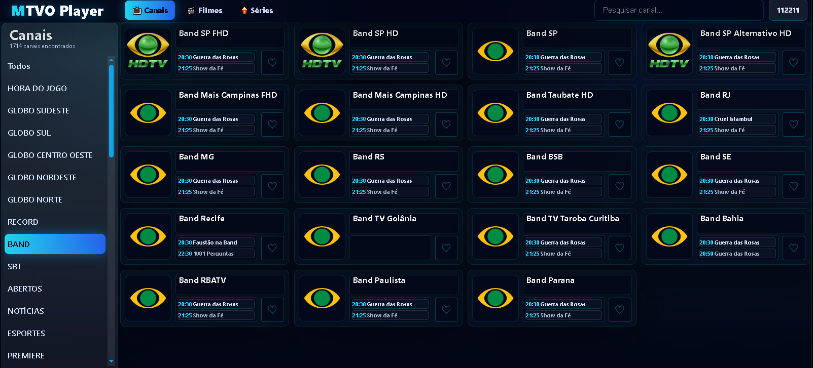Tela inicial do MTVO WebPlayer